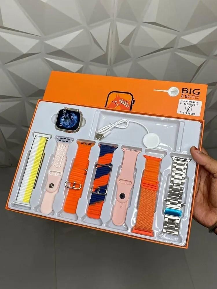 Multicolor Smart Watch with 7 Straps & Long Battery