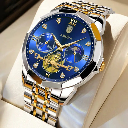 Men's Korean Version Luminous Quartz Watch Silver Gold