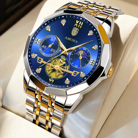 Men's Korean Version Luminous Quartz Watch Silver Gold