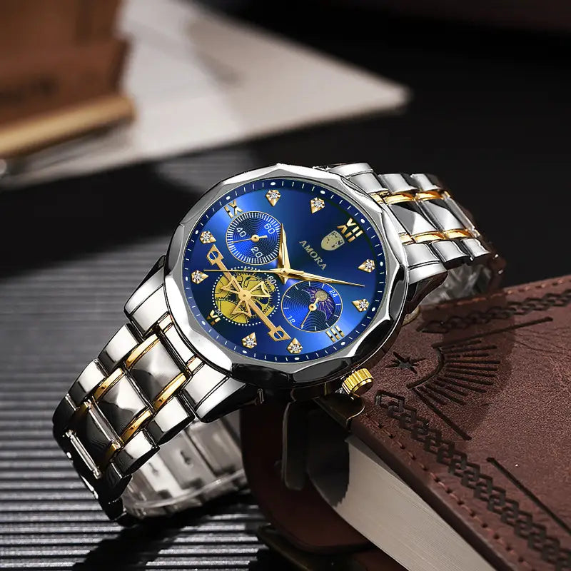 Men's Korean Version Luminous Quartz Watch Silver Gold