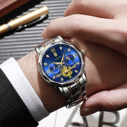 Men's Korean Version Luminous Quartz Watch Silver Gold