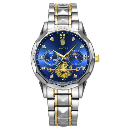 Men's Korean Version Luminous Quartz Watch Silver Gold