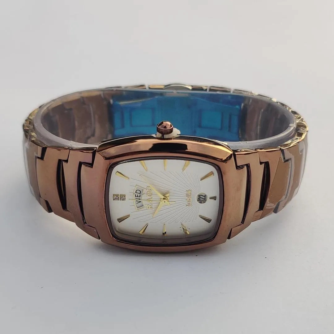 Stainless Steel Analog Watch for Men Women Rose Gold