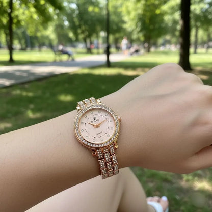 Rose Gold Crystal Ladies Quartz Watch