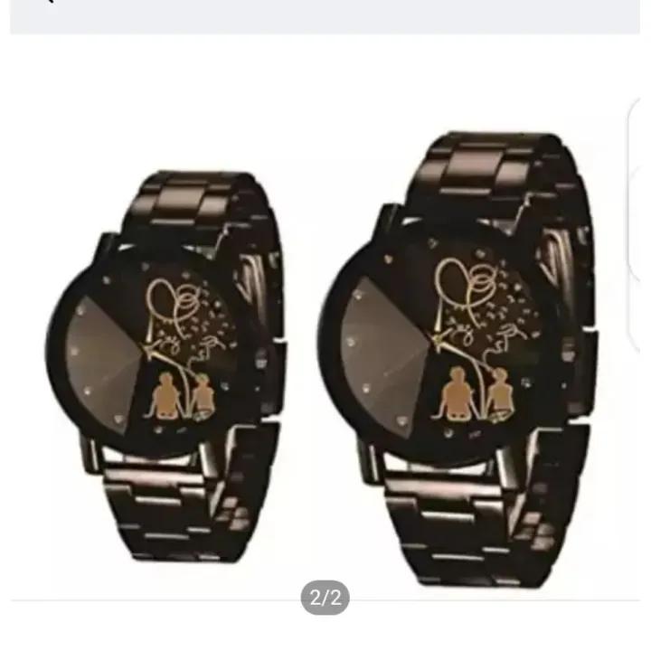 Stylish Black Unisex Couple Watches 2 Pcs Set