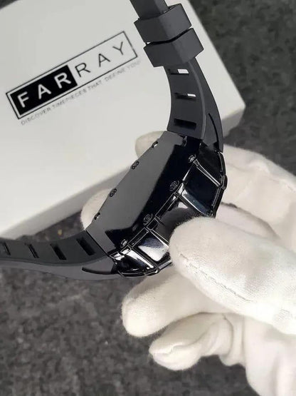 Men's Black Square Skeleton Watch Imported Quality