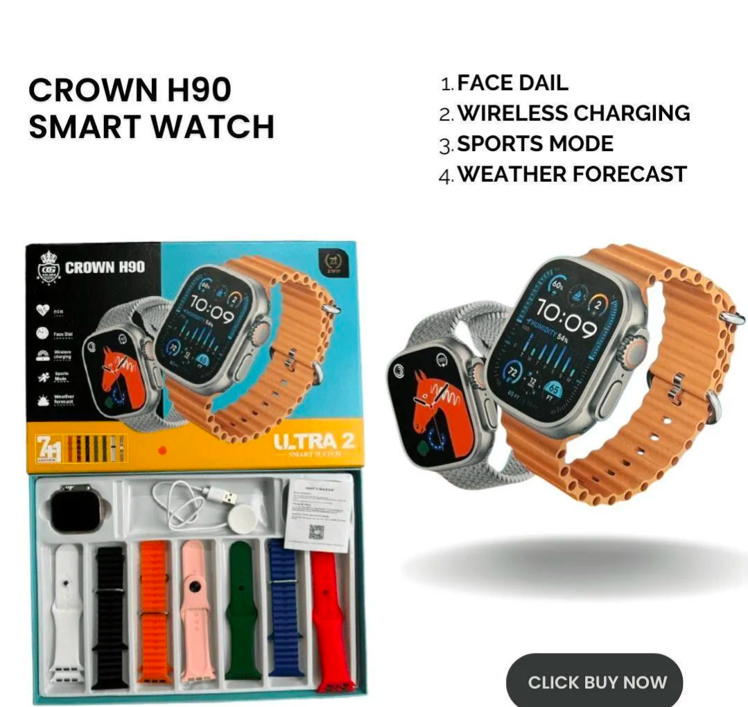Crown H90 Smart Watch Multicolor Fast Charge GPS NFC
